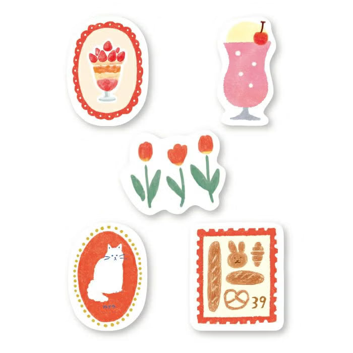 Washi Flake Stickers - Red