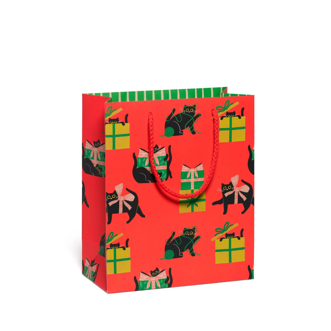 Holiday Black Cat Gift Bag - Medium