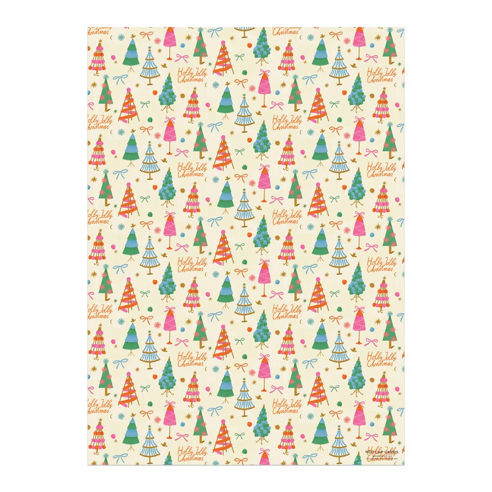Holly Jolly Trees Wrap - Single Sheet