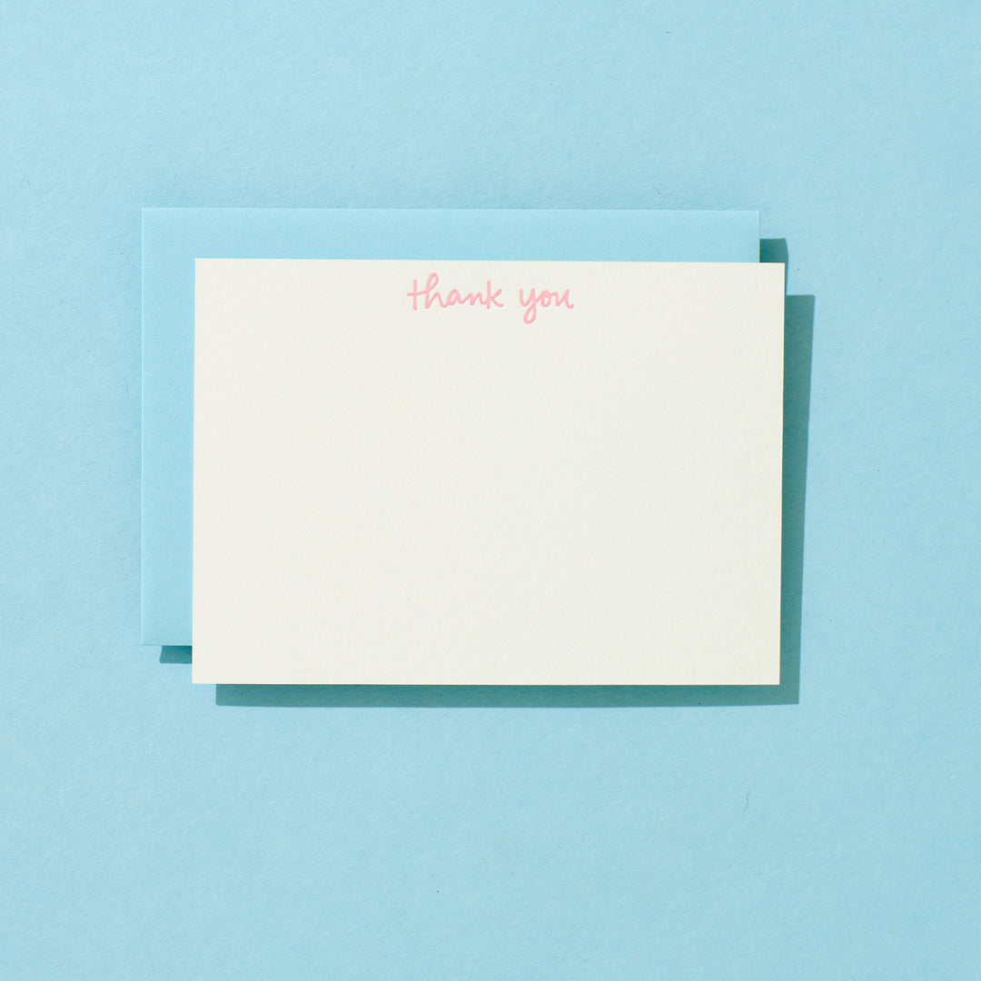 Handwritten Thank You Pink Flat Note Box Set