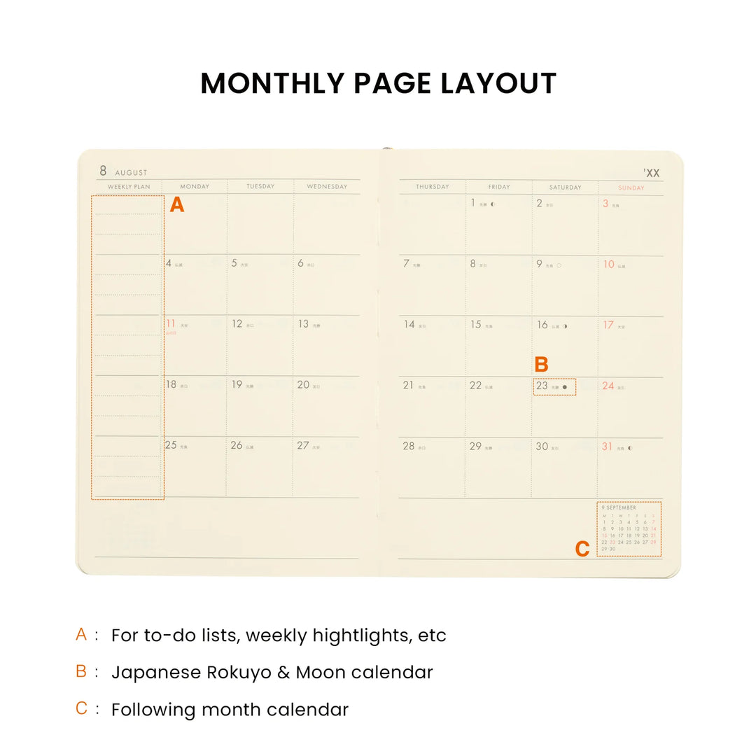 2027 A6 Block Poche Planner - Cream