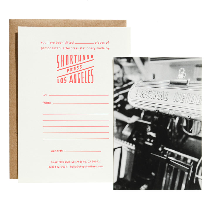 Custom Stationery Gift Certificate - Flat note + Envelope