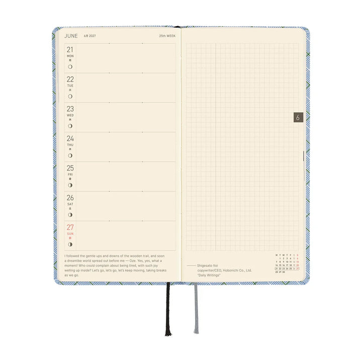 2027 Hobonichi Techo Weeks - Shirt Fabric: Graph Plaid